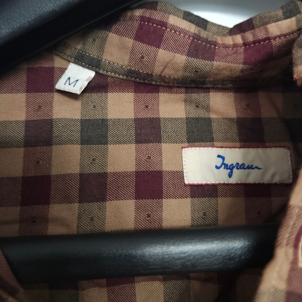Ingram Mens Plaid Button Down Shirt Long Sleeve Made in Italy Size M - Picture 5 of 9